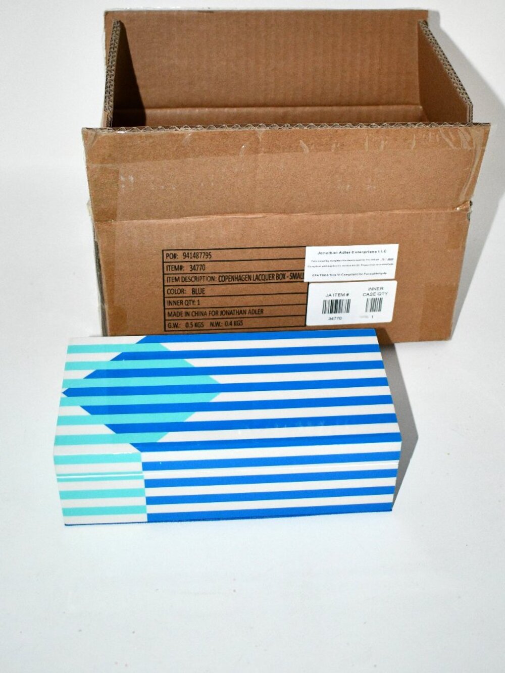 Jonathan Adler Copenhagen SMALL Lacquer Box# 34770 NIB